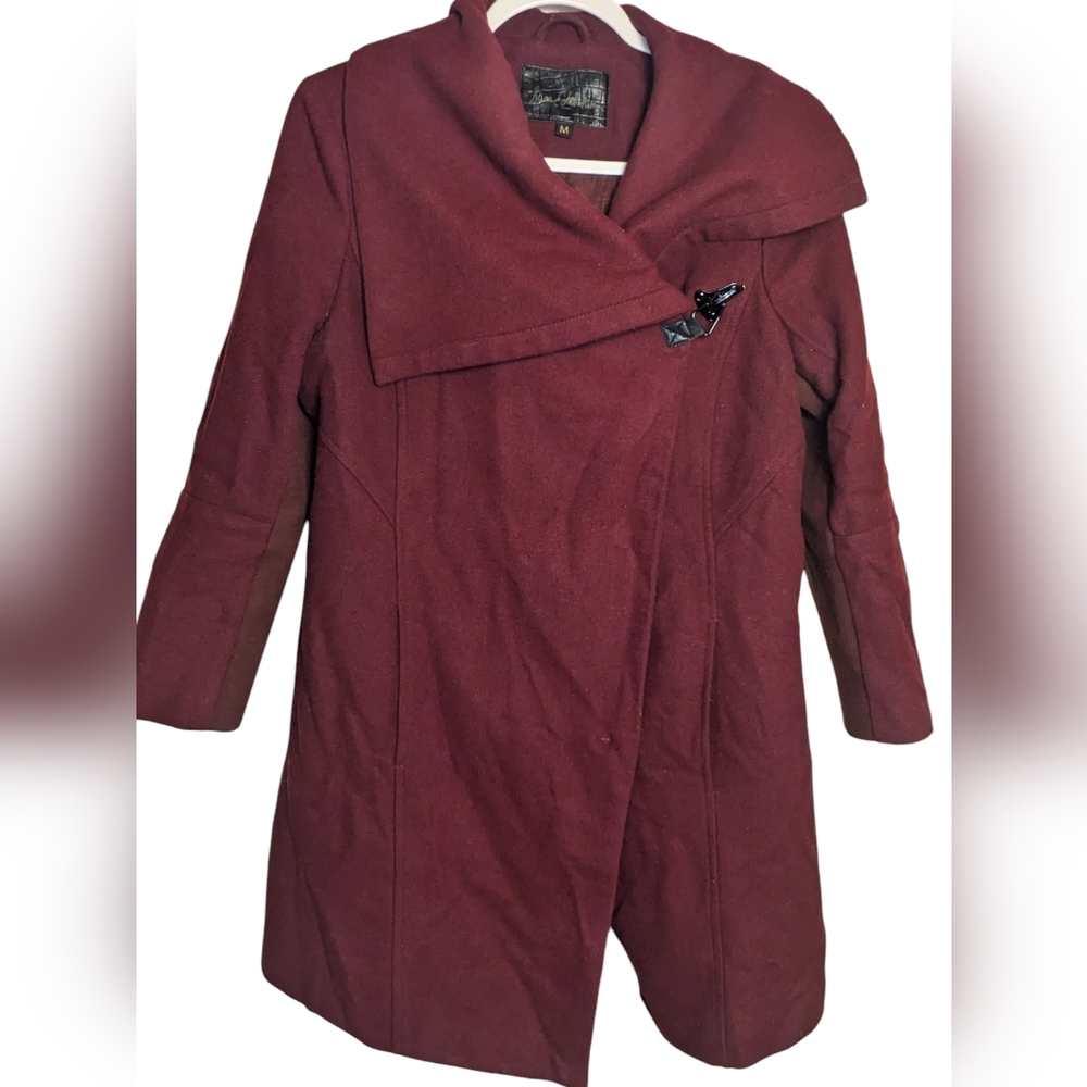 SAM EDELMAN Womens Wool Coat Burgundy SZ M EUC